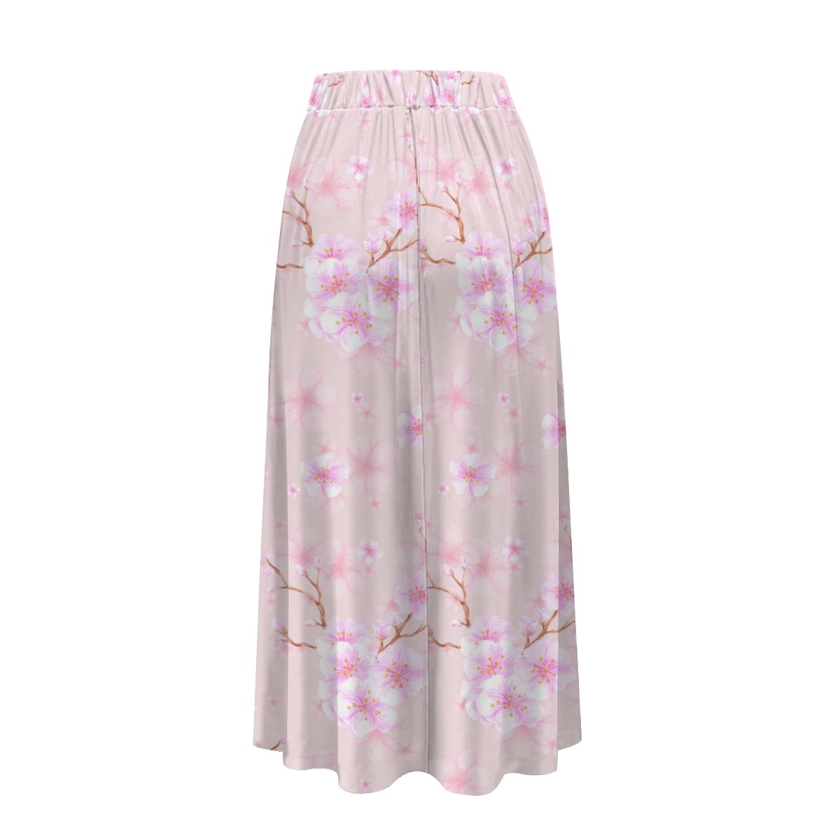 Cherry Blossom Midi Skirt with Pockets