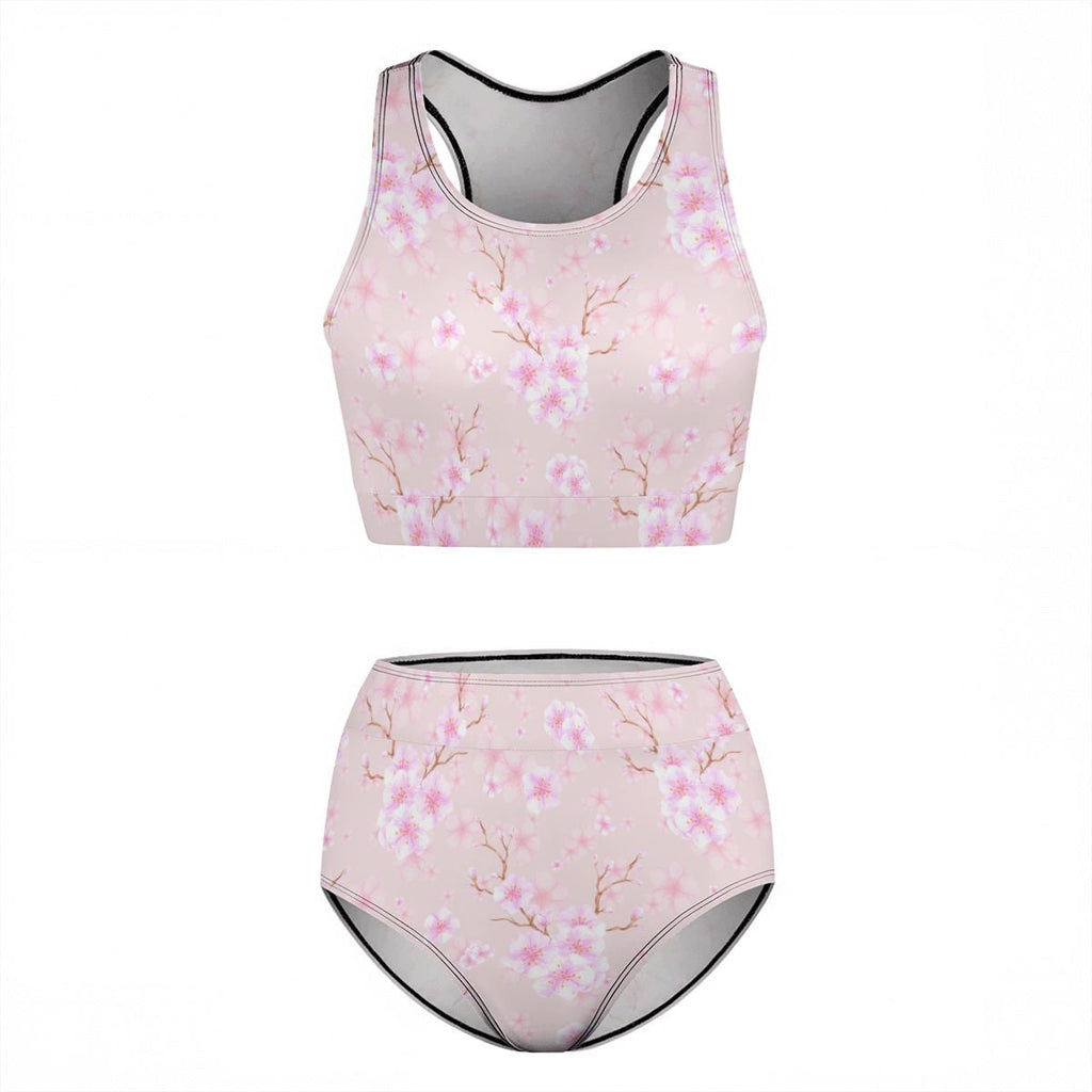 Women's Cherry Blossom High Waisted Bikinis