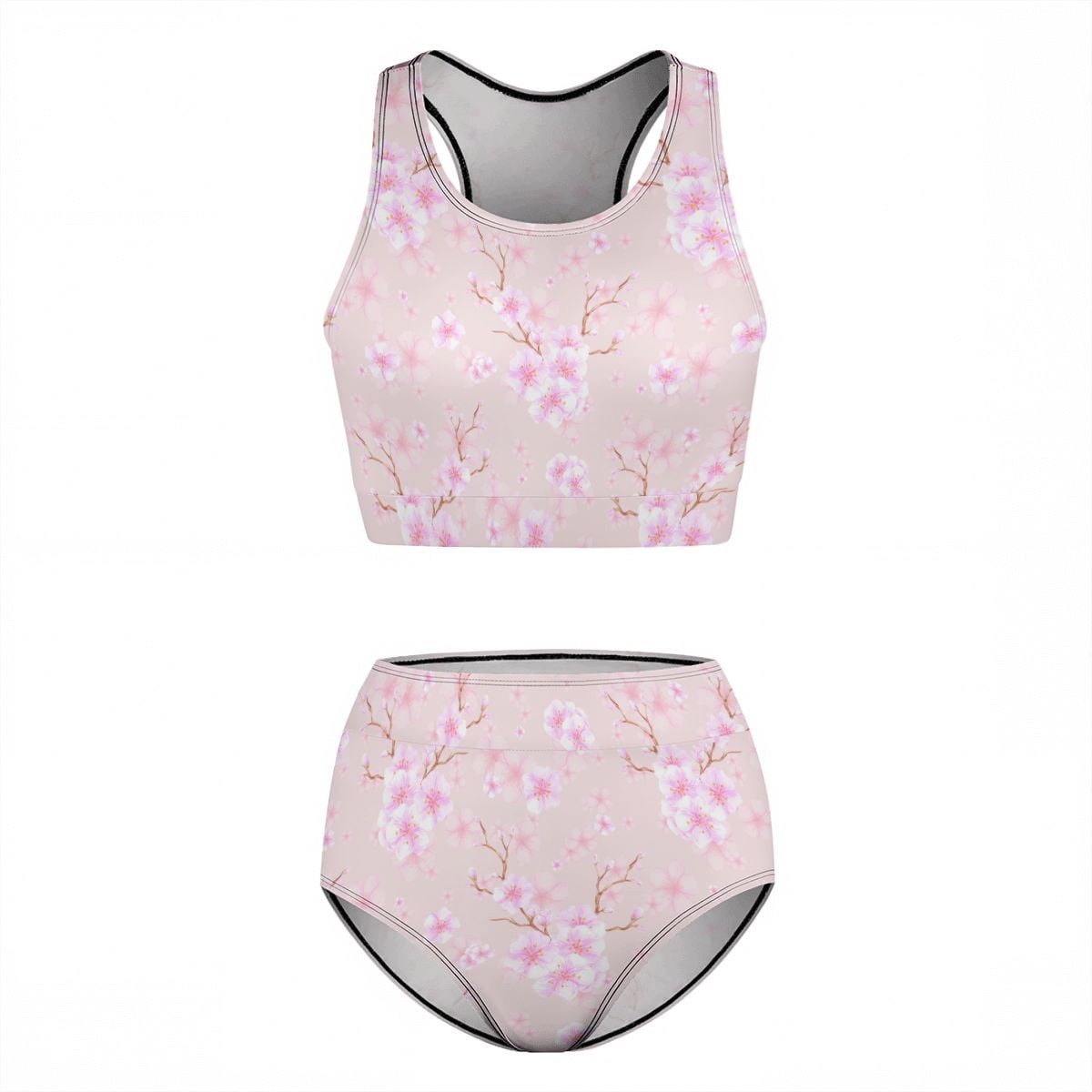 Women's Cherry Blossom High Waisted Bikinis