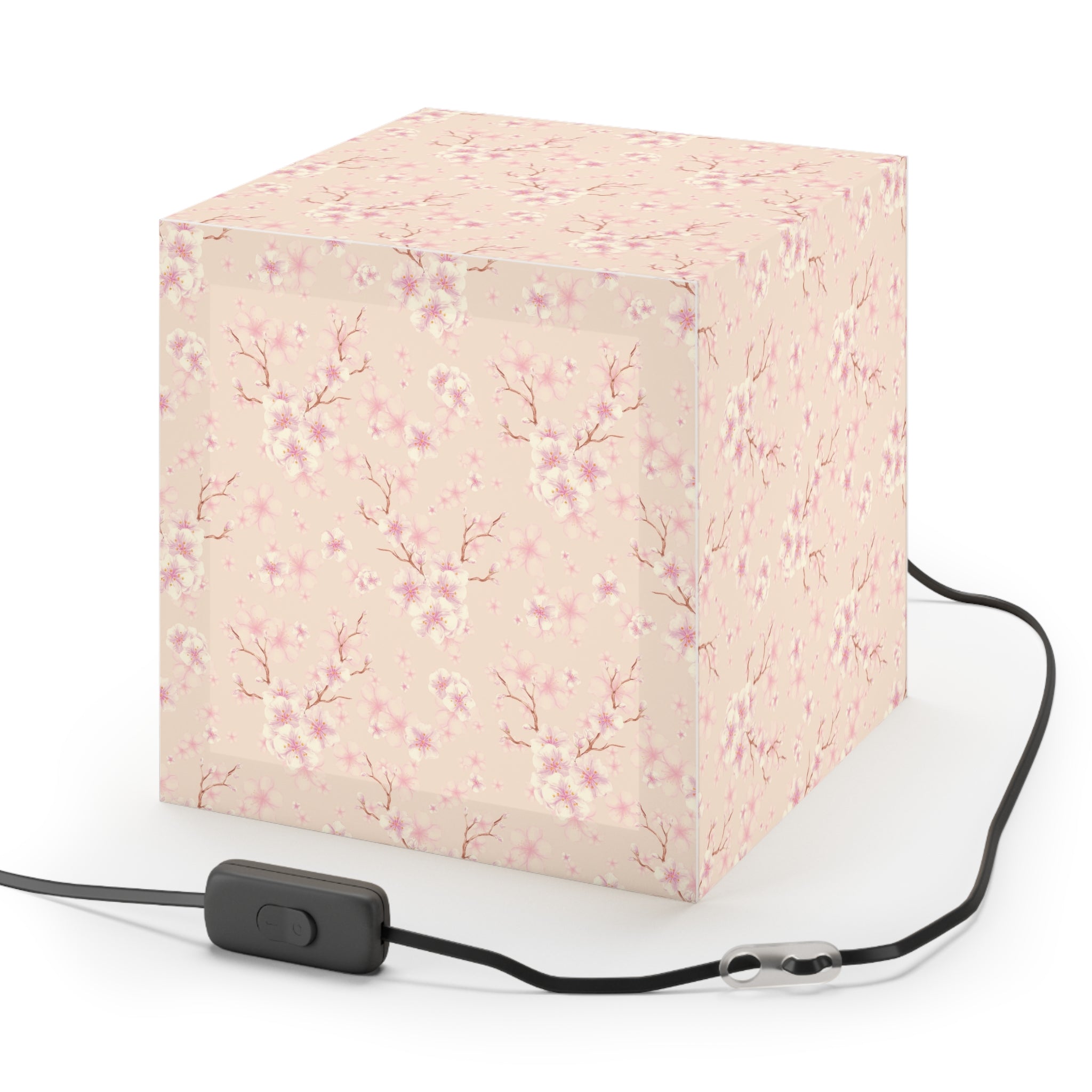 Cherry Blossom Cube Lamp - Pink Floral Light Cube for Bedroom & Nursery