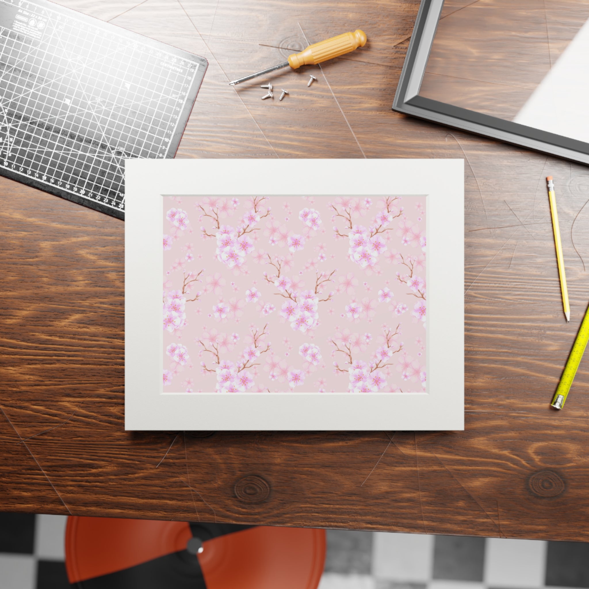 Cherry Blossom Fine Art Print with Passepartout Frame