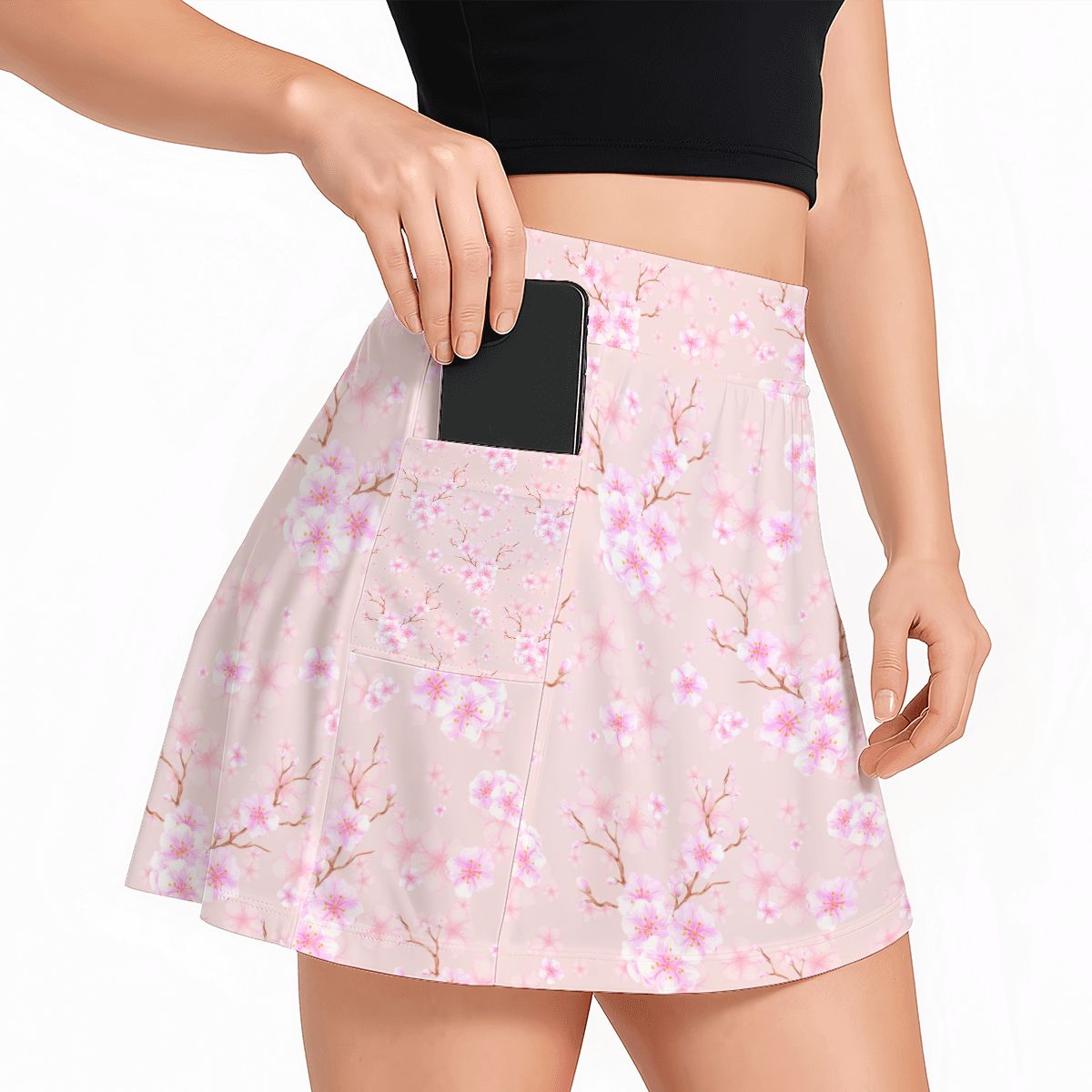 Women's Cherry Blossom Tennis Skort with Pockets