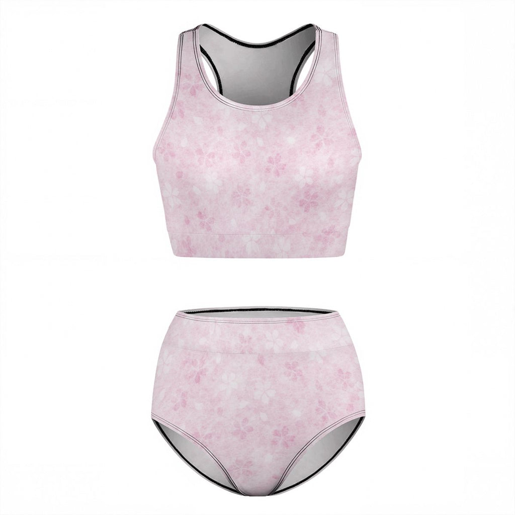 Women's High Cherry Blossom Waisted Bikinis