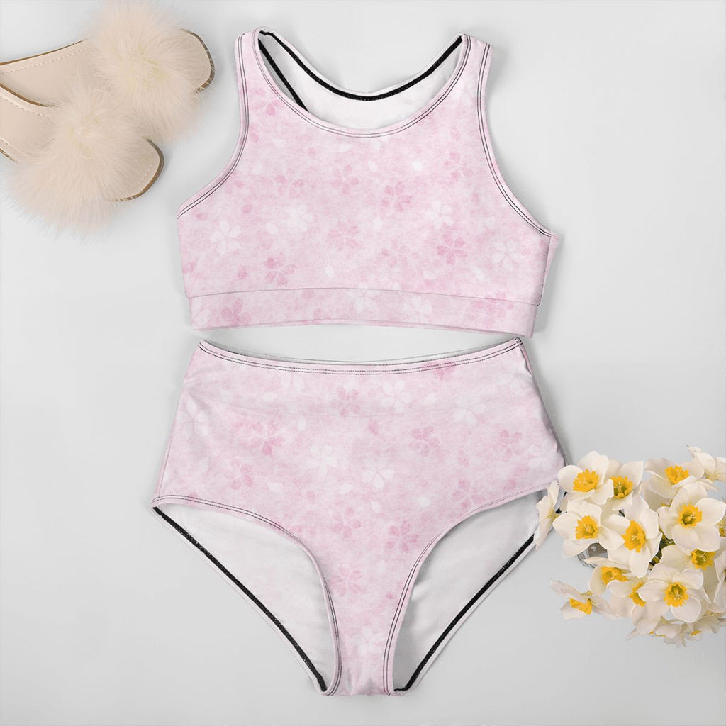 Women's High Cherry Blossom Waisted Bikinis