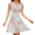 Cherry Blossom White Sleeveless V Neck Dress