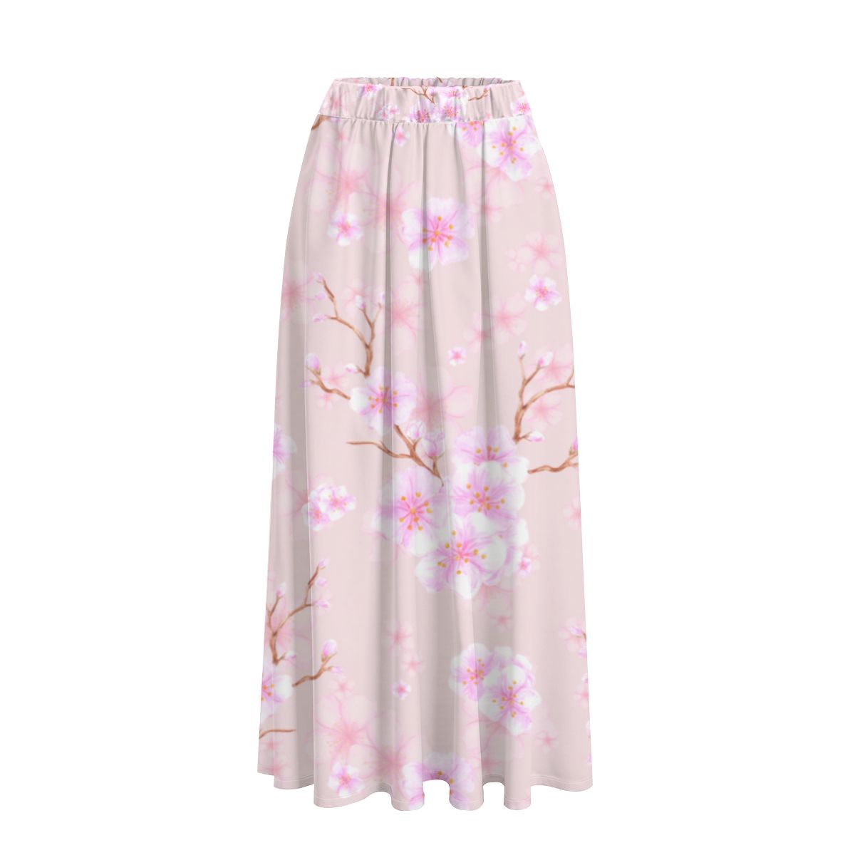 Cherry Blossom Midi Skirt with Pockets