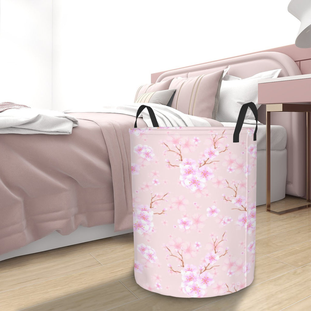 Circular Cherry Blossom Laundry Basket