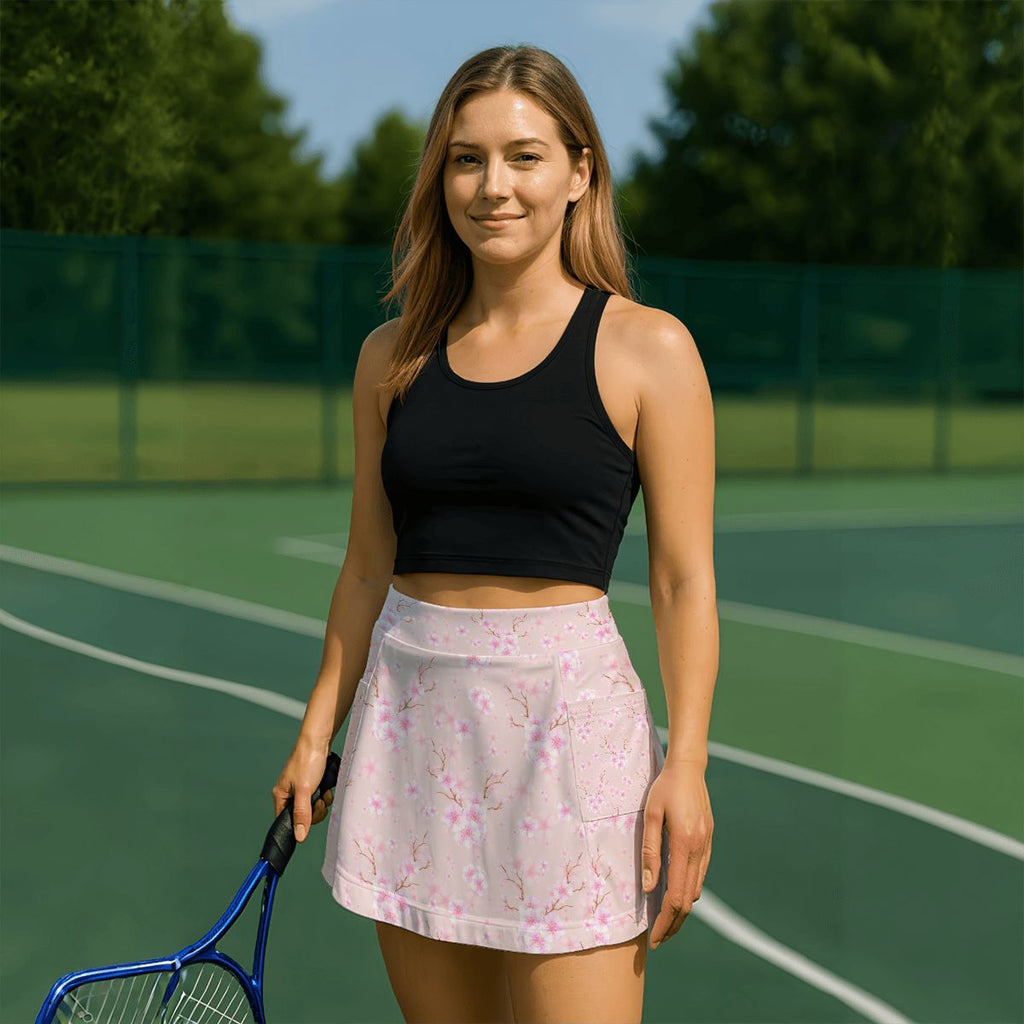 Cherry Blossom Tennis Skort with Pockets