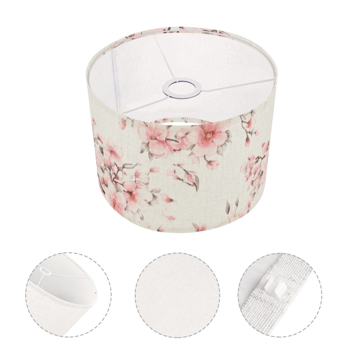 Cherry Blossom White Arc Floor Lamp Shade with Ring