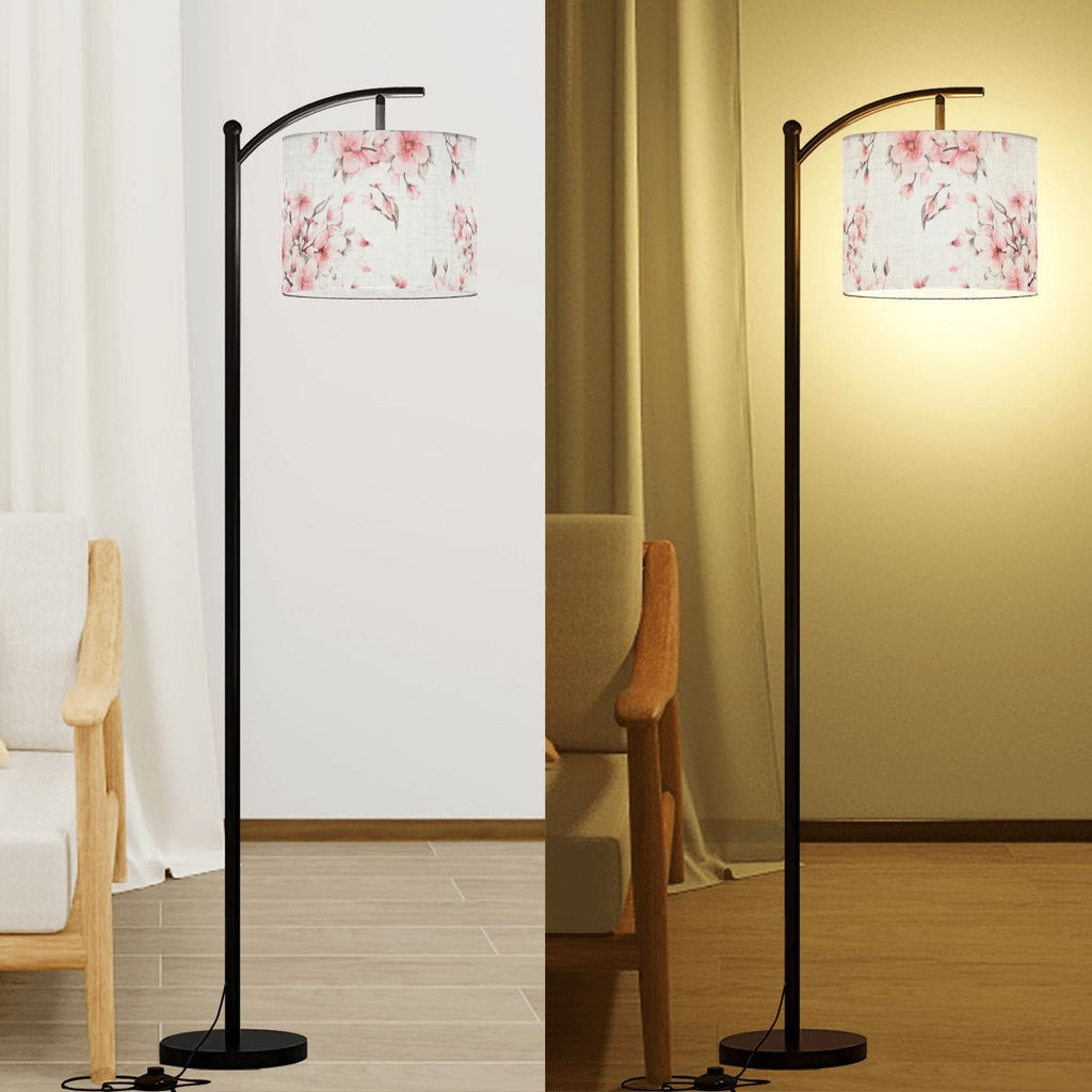 Cherry Blossom White Arc Floor Lamp Shade with Ring