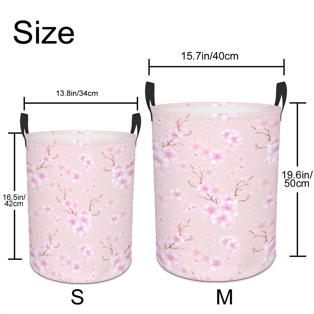 Circular Cherry Blossom Laundry Basket