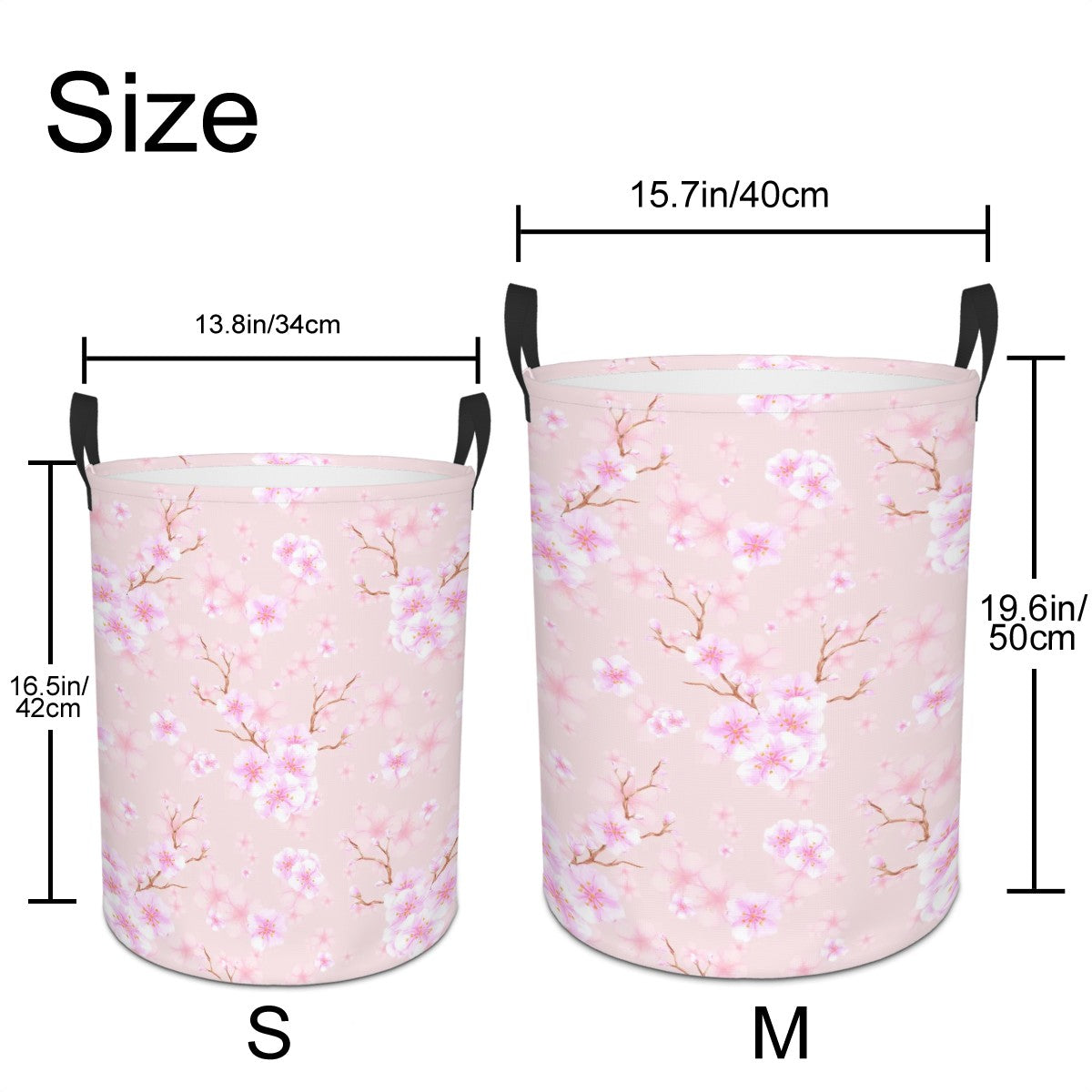 Circular Cherry Blossom Laundry Basket