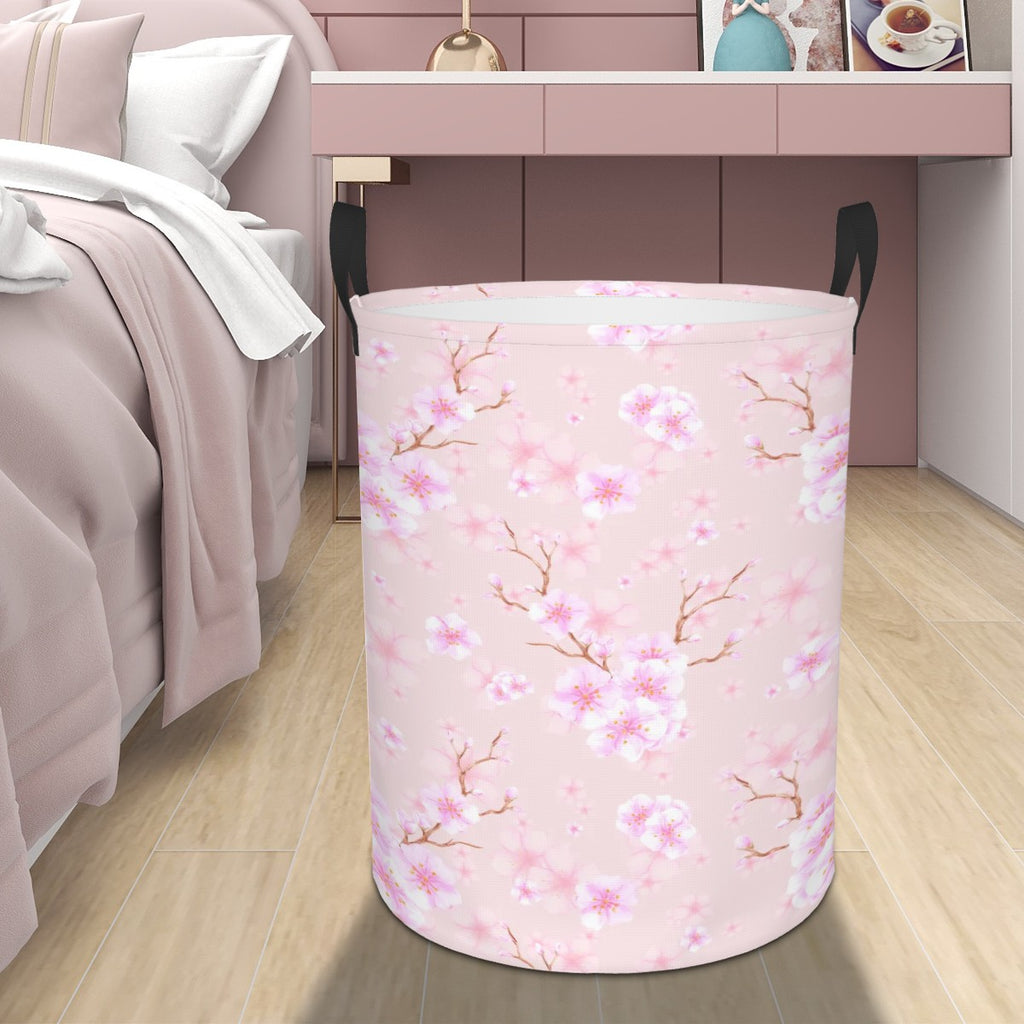 Circular Cherry Blossom Laundry Basket