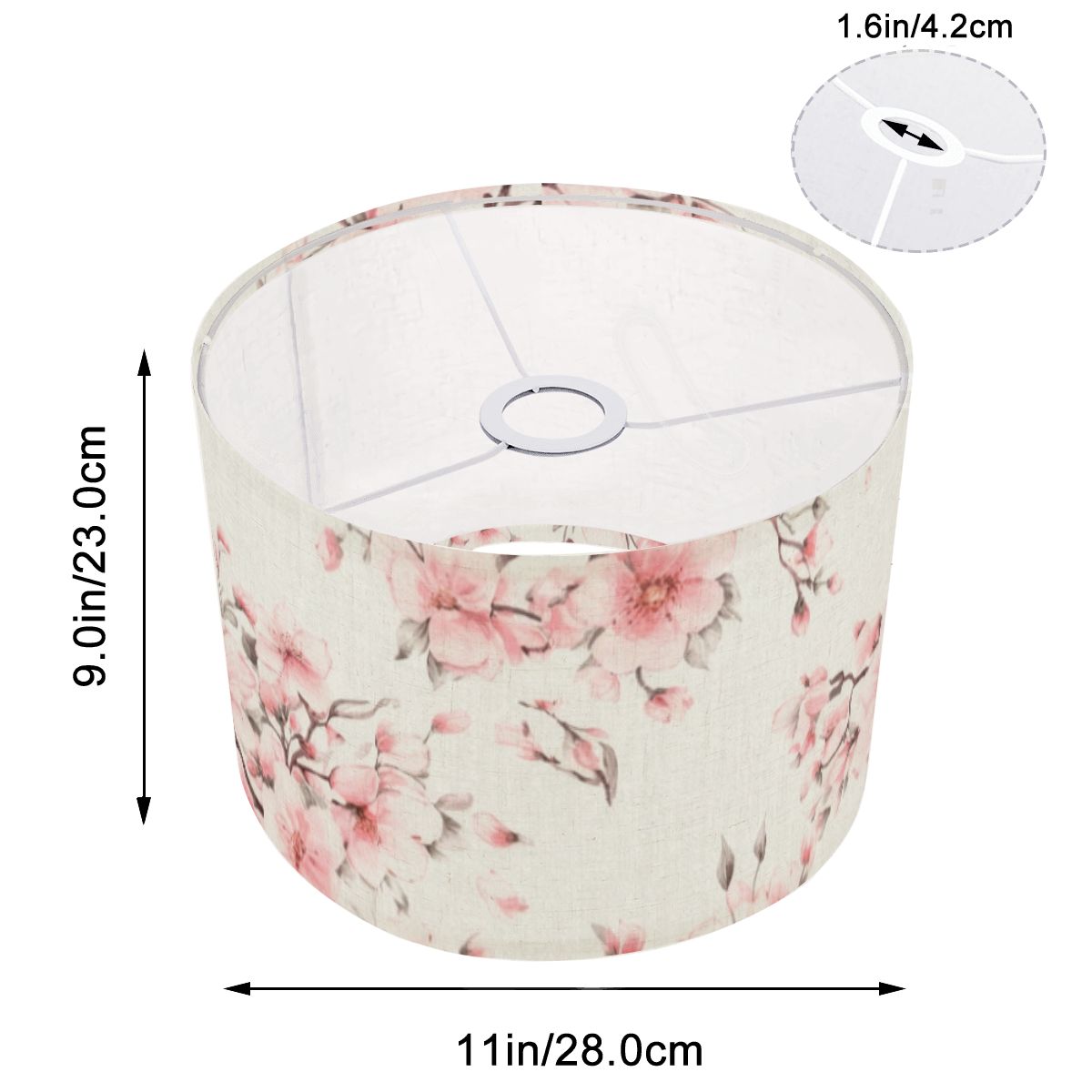 Cherry Blossom White Arc Floor Lamp Shade with Ring
