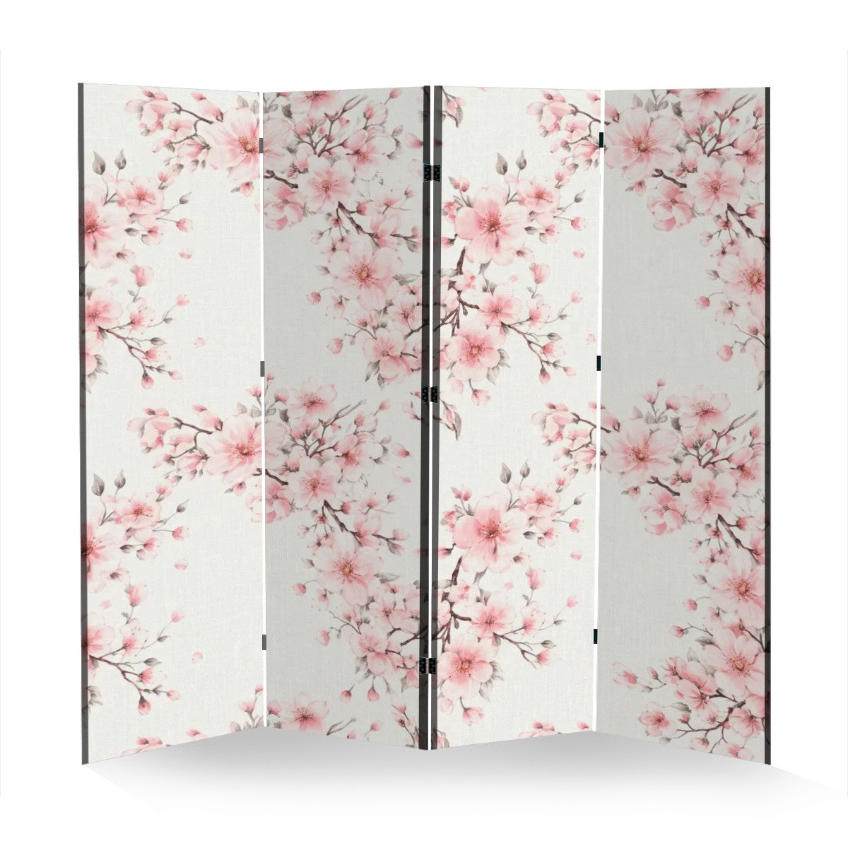 Cherry Blossom White Room Divider Folding Screen 4 Panel